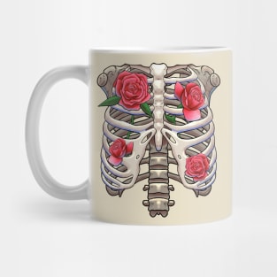 Floral Skeleton Rib Cage Bone Gift Mug